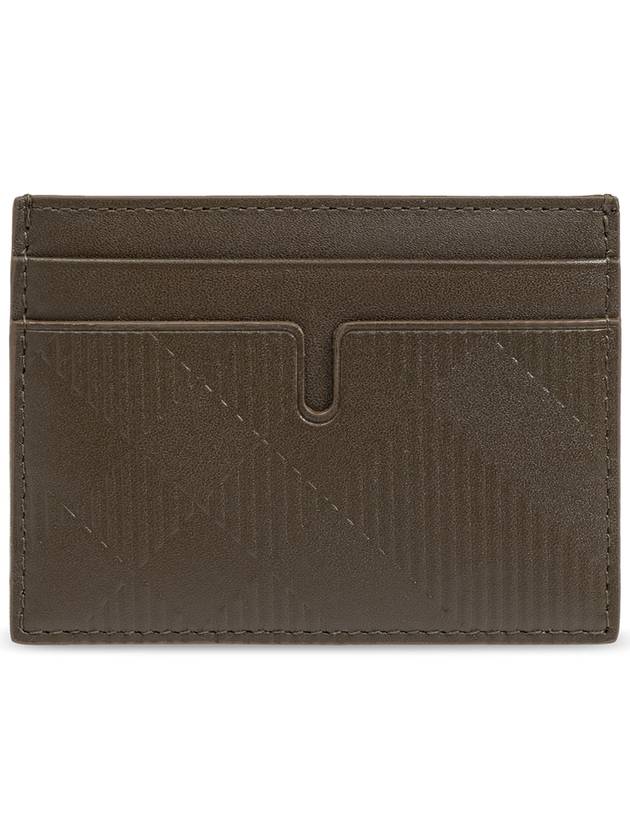 Burberry Embossed Check Leather Card Wallet Military