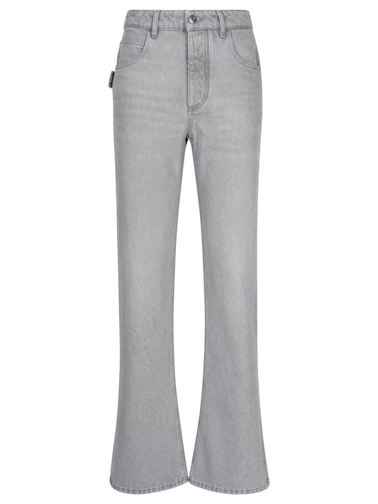 Bottega Veneta Women Light Grey Washed Denim Flared Jeans
