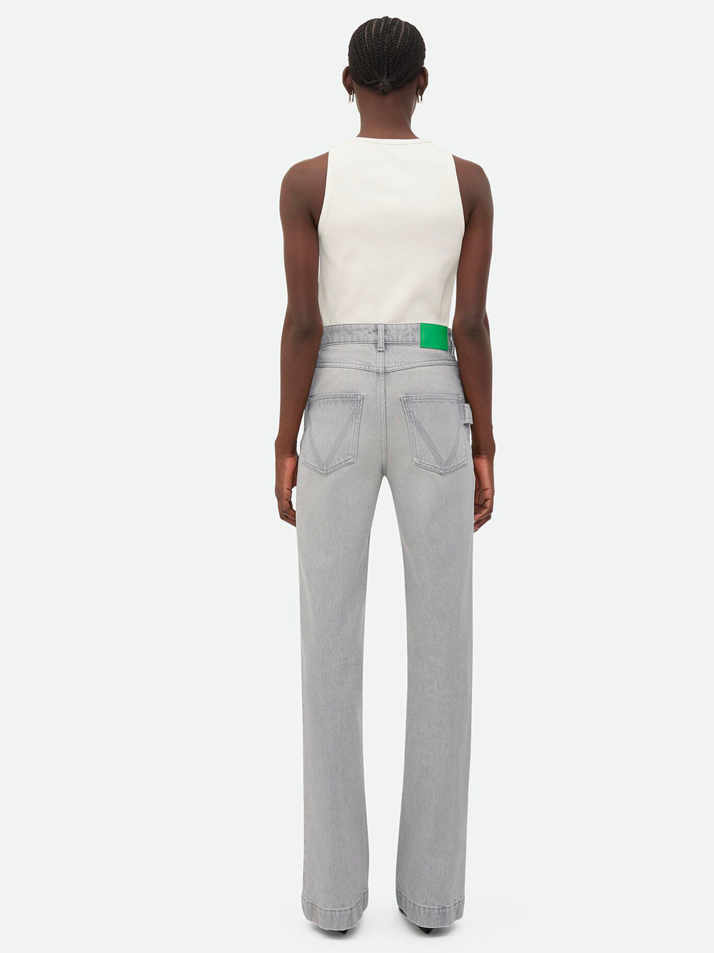 Bottega Veneta Women Light Grey Washed Denim Flared Jeans