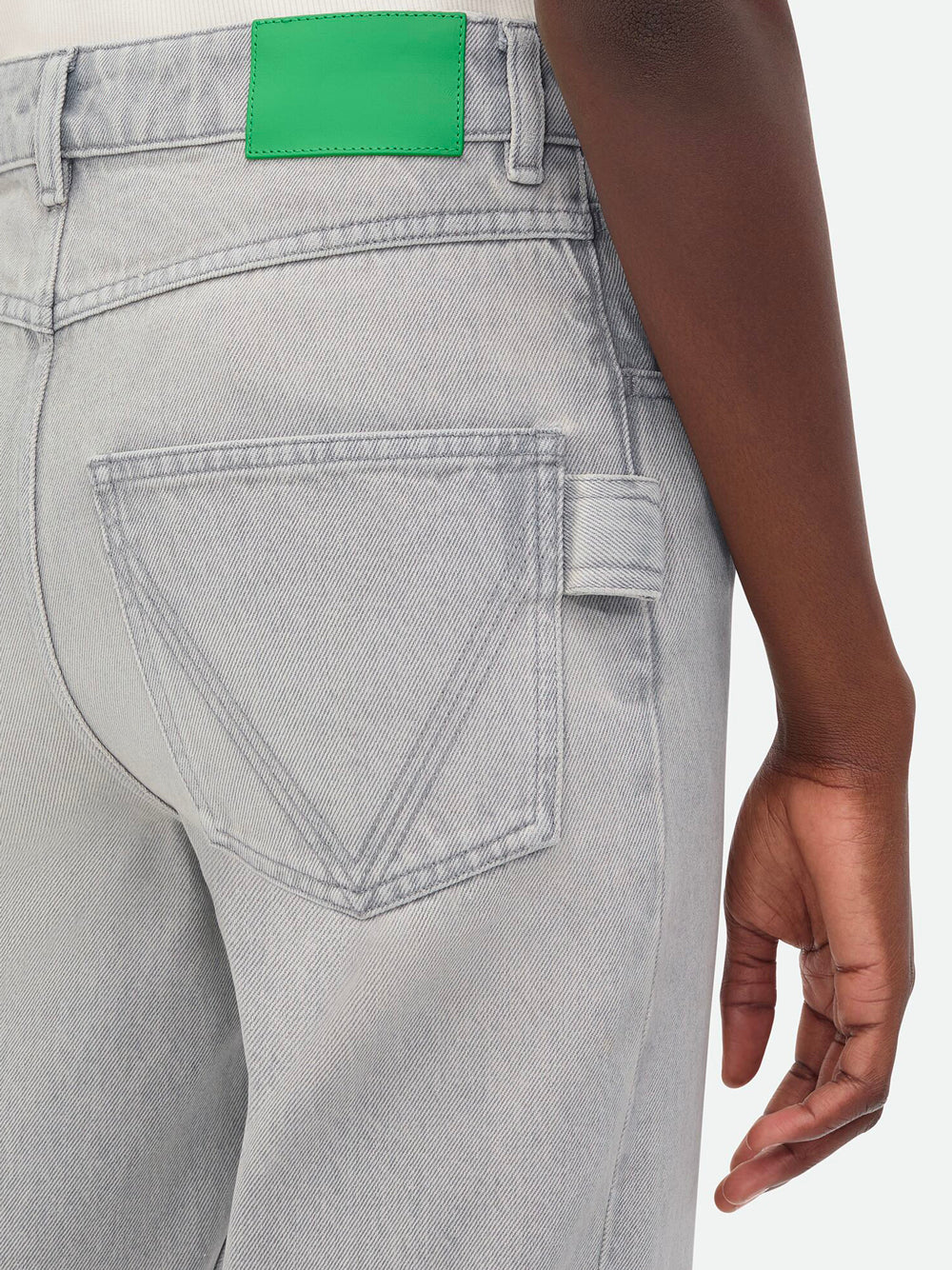 Bottega Veneta Women Light Grey Washed Denim Flared Jeans