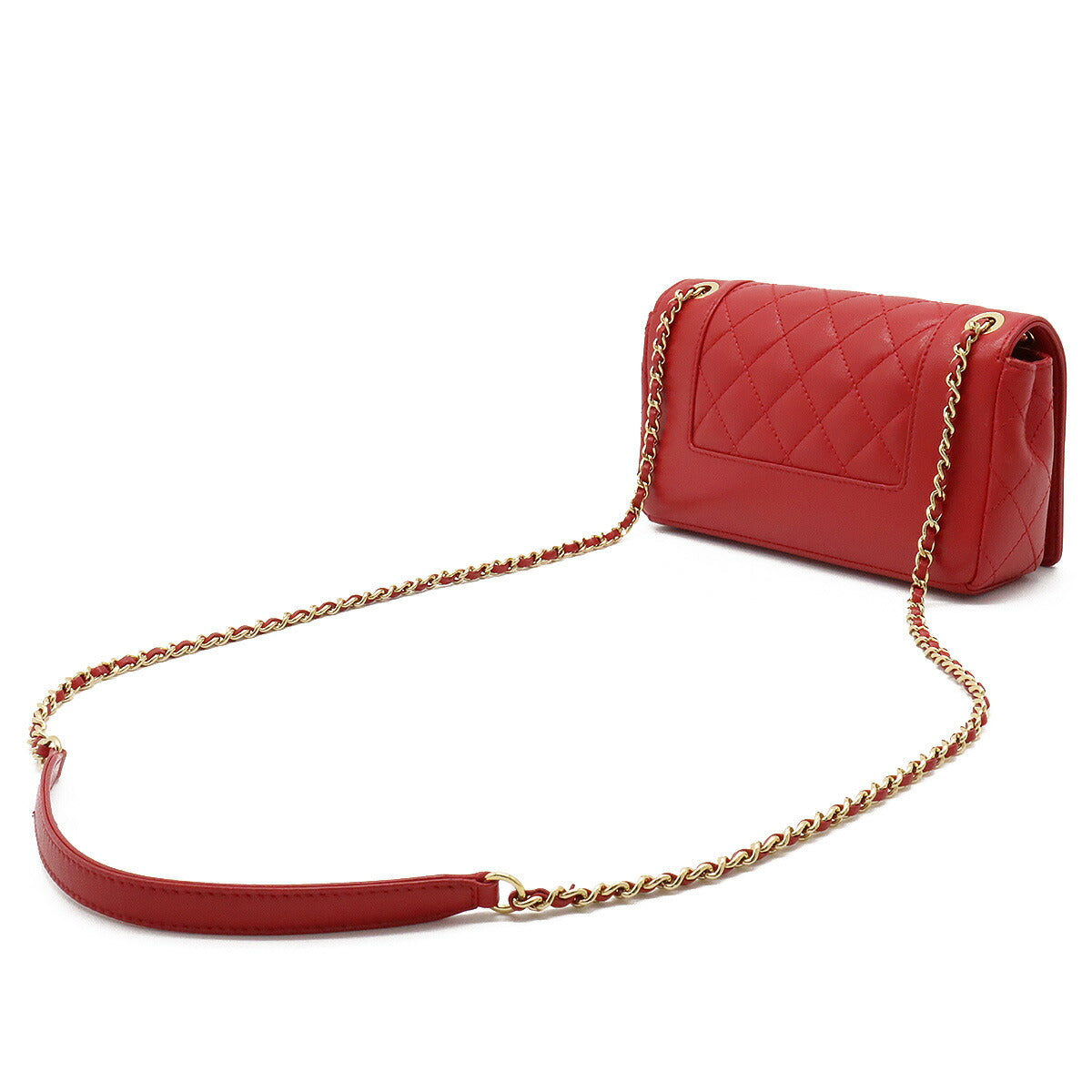 Chanel Matelasse Leather Chain Shoulder Bag Red