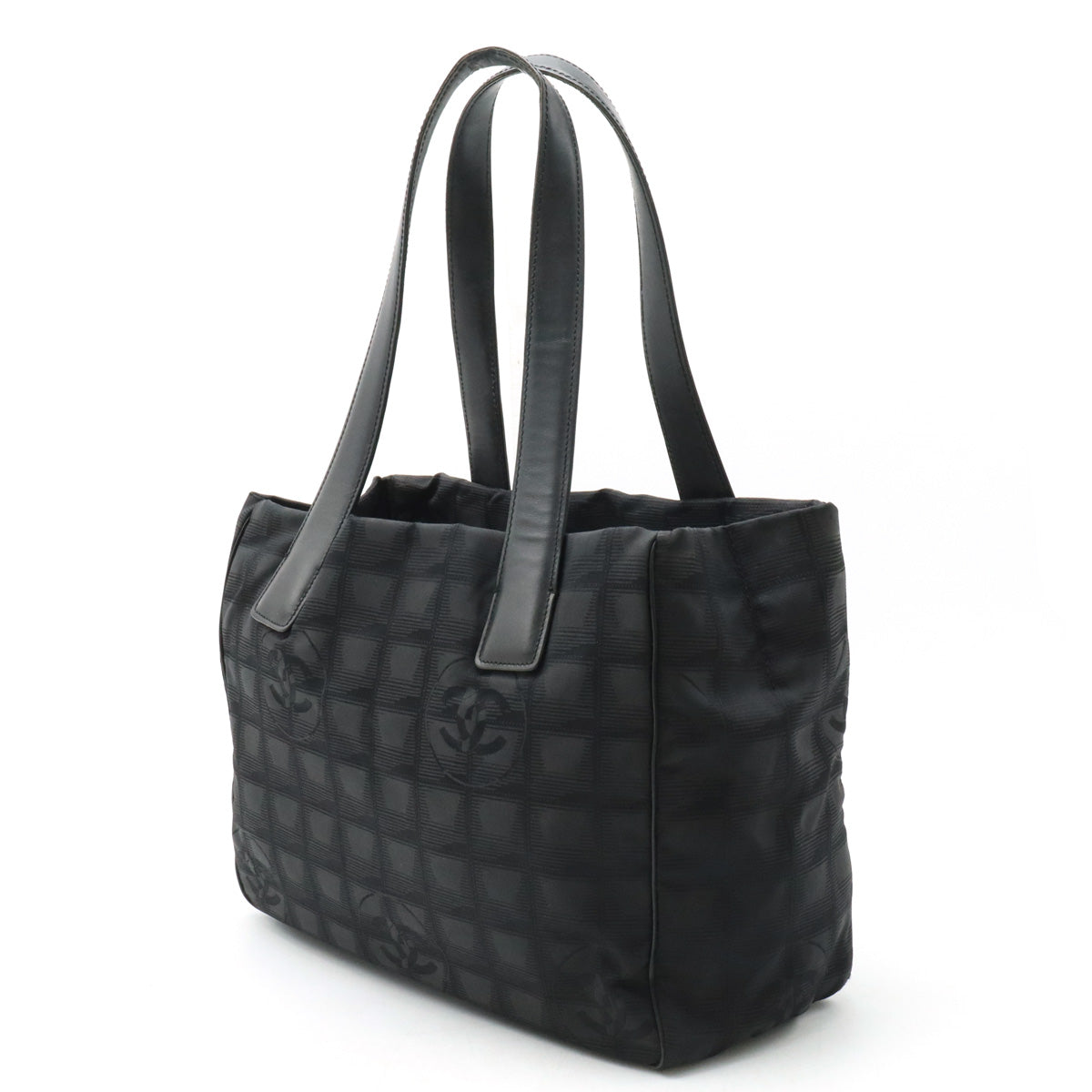 Chanel Nylon Leather Tote Bag Black A20457