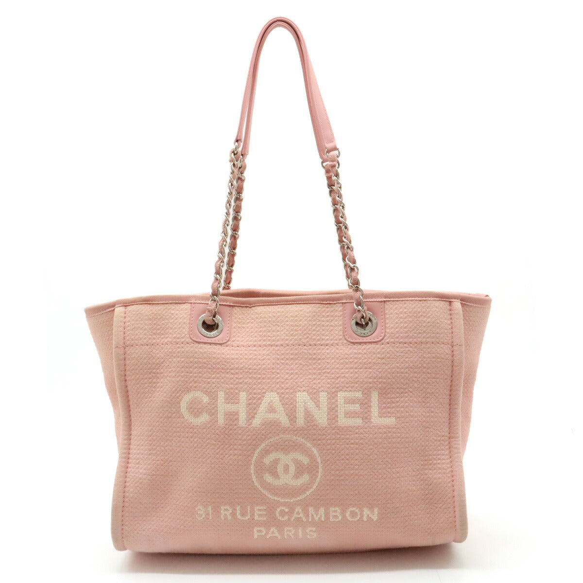 Chanel Deauville Line Medium Tote Bag Canvas Pink