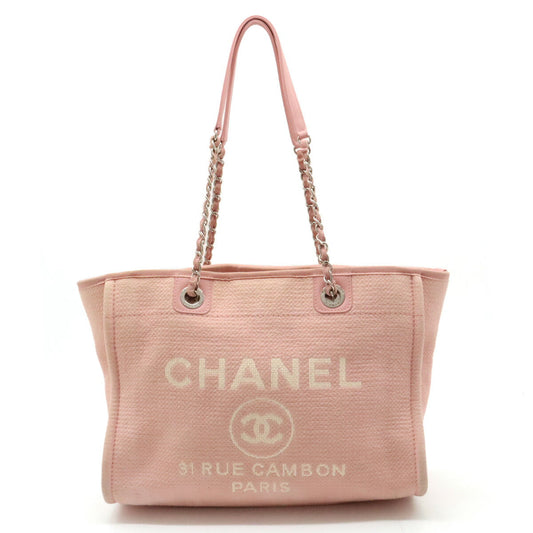 Chanel Deauville Line Medium Tote Bag Canvas Pink