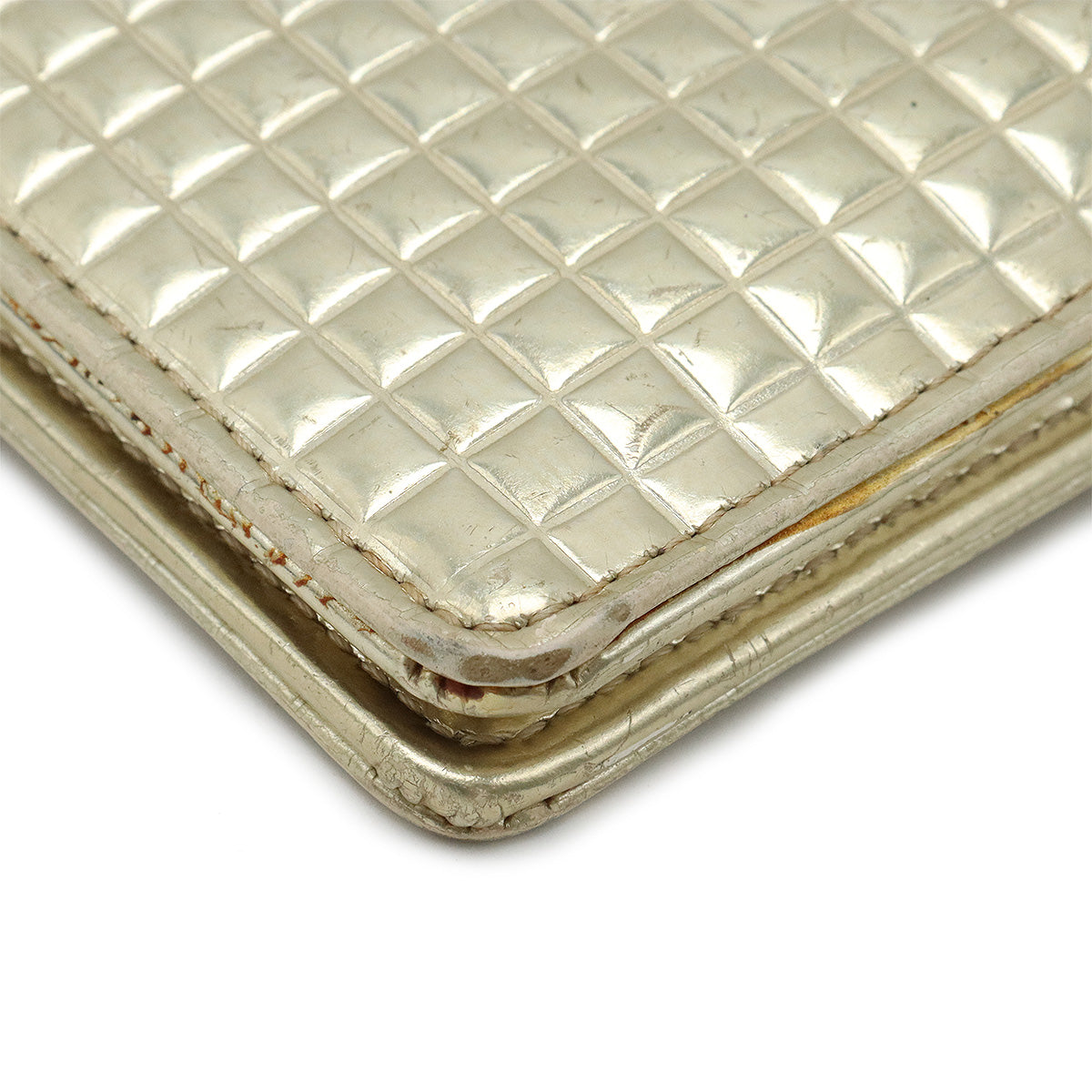 Chanel Metallic Leather Micro Chocolate Bar Wallet