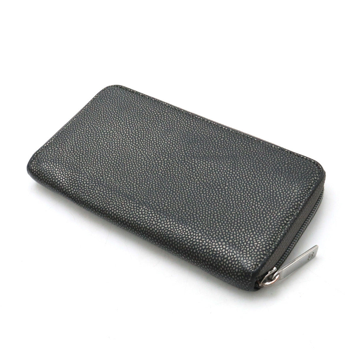 Chanel Caviar Skin Round Zip Wallet Metallic Gray