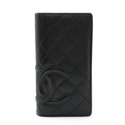 Chanel Cambon Line Bifold Wallet Black Leather