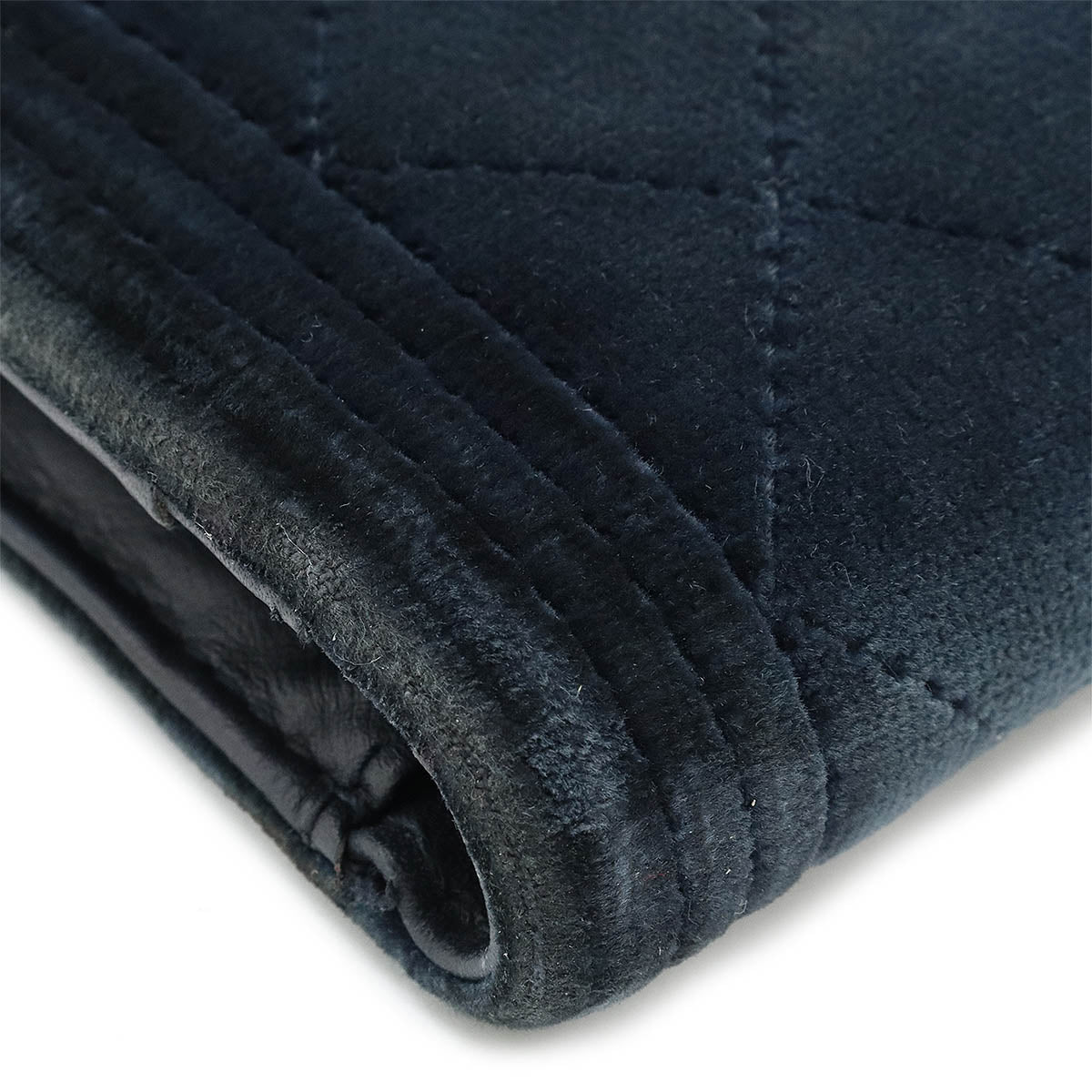 Chanel Boy Matelasse Velour Long Wallet Dark Navy A80285