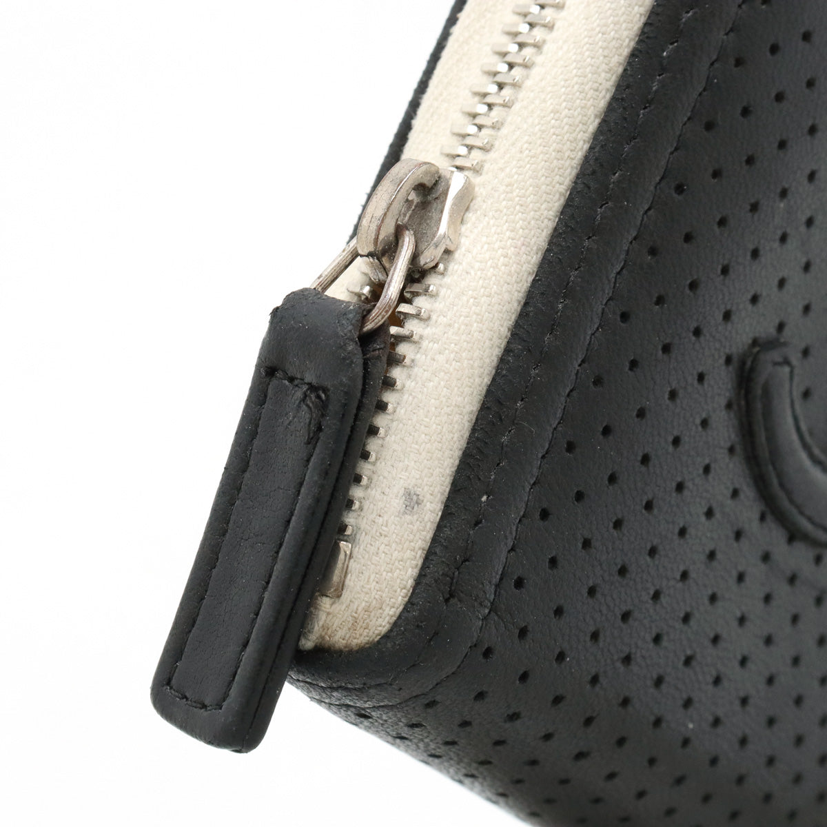 Chanel Leather Card Case Black Ivory