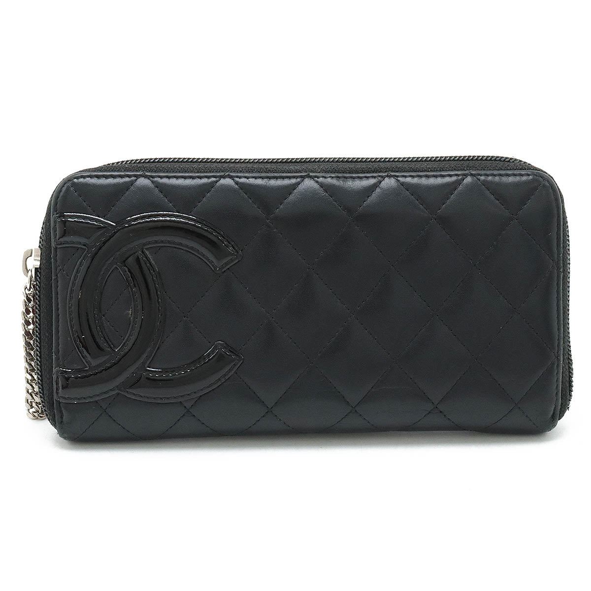 Chanel Cambon Line Coco Mark Long Wallet Black Pink