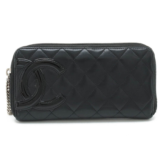 Chanel Cambon Line Coco Mark Long Wallet Black Pink