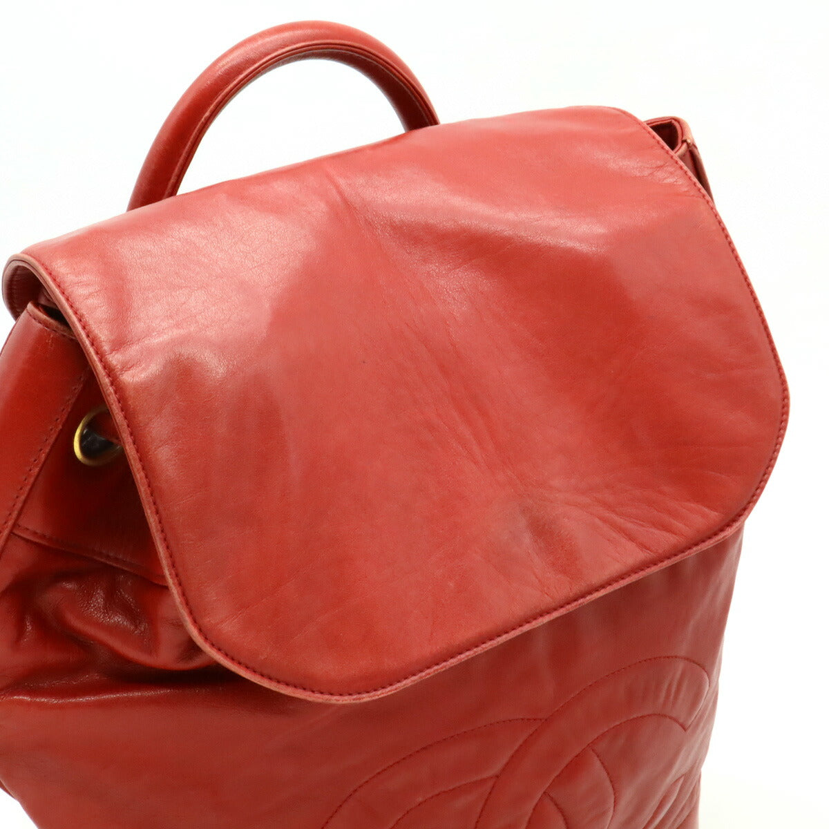 Chanel Leather Coco Mark Shoulder Bag Red