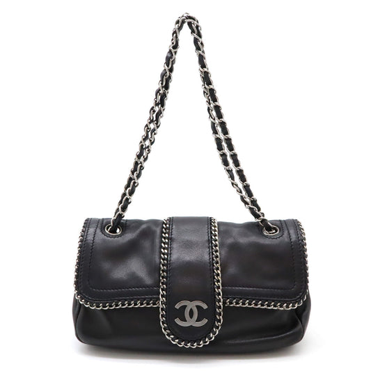 Chanel Leather Coco Mark W Chain Shoulder Bag