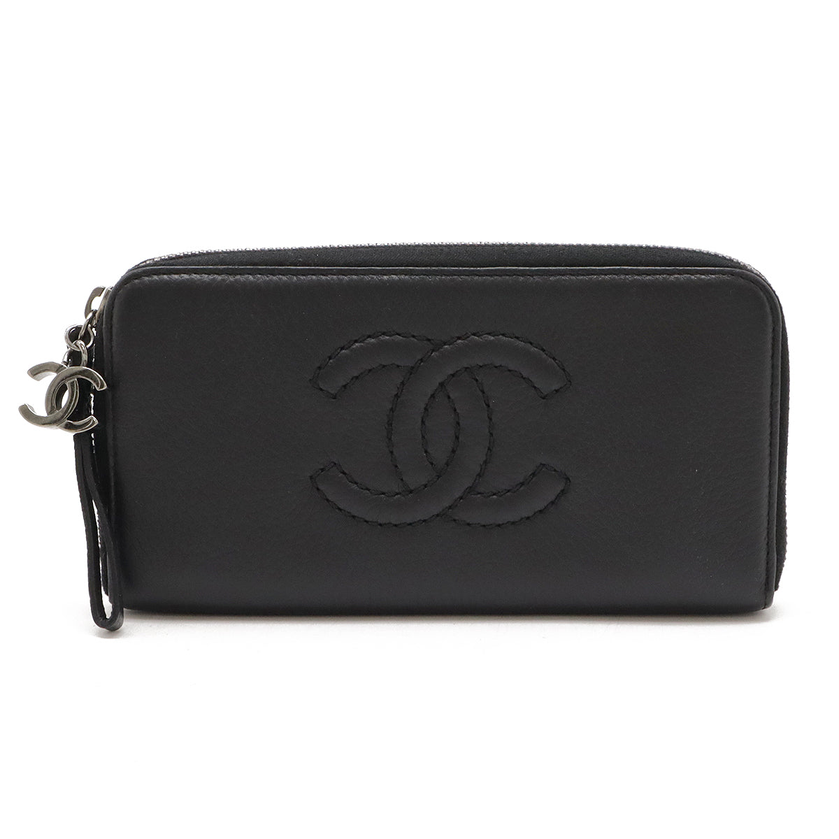 Chanel Leather Luxury Line Coco Mark Zip-Around Long Wallet