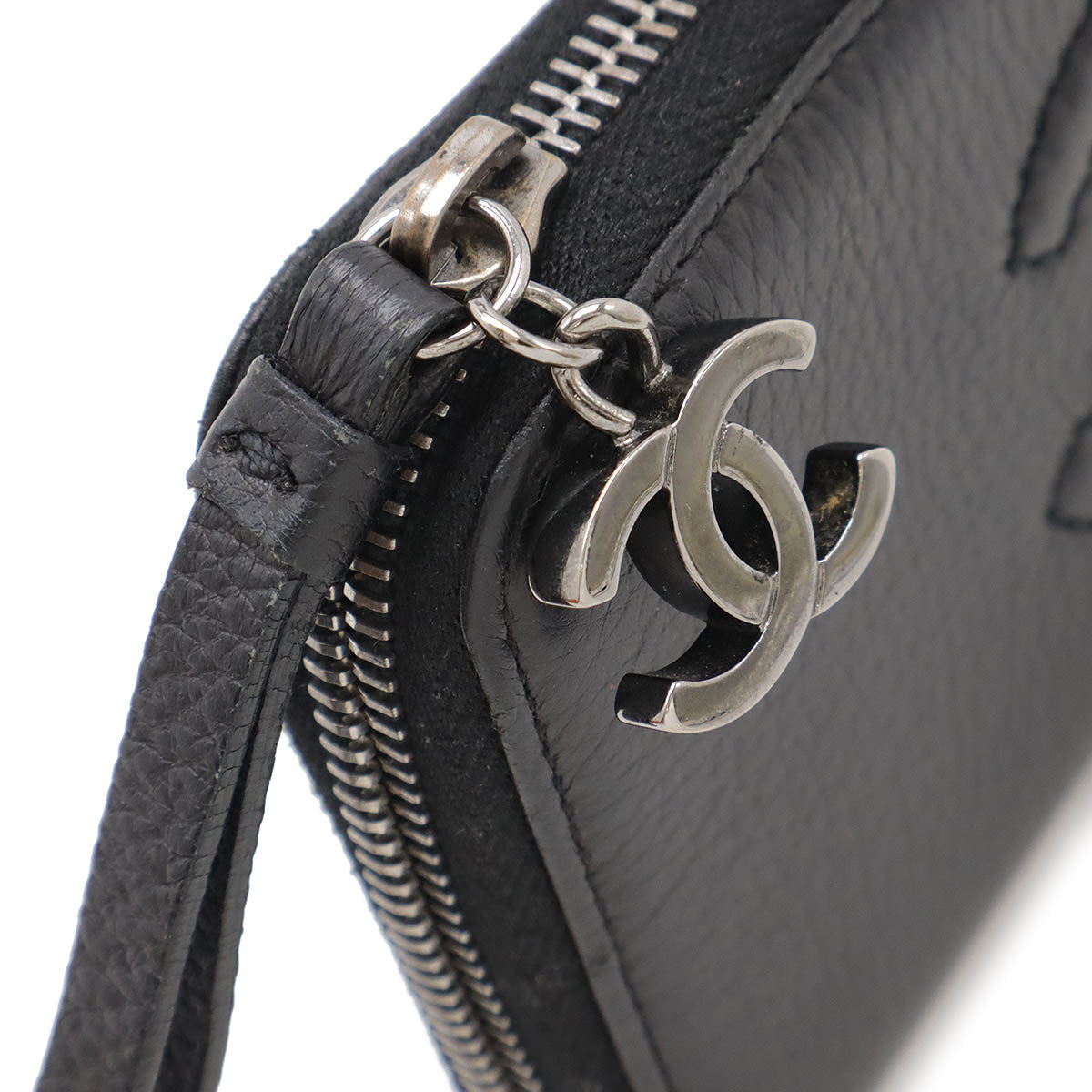 Chanel Leather Luxury Line Coco Mark Zip-Around Long Wallet