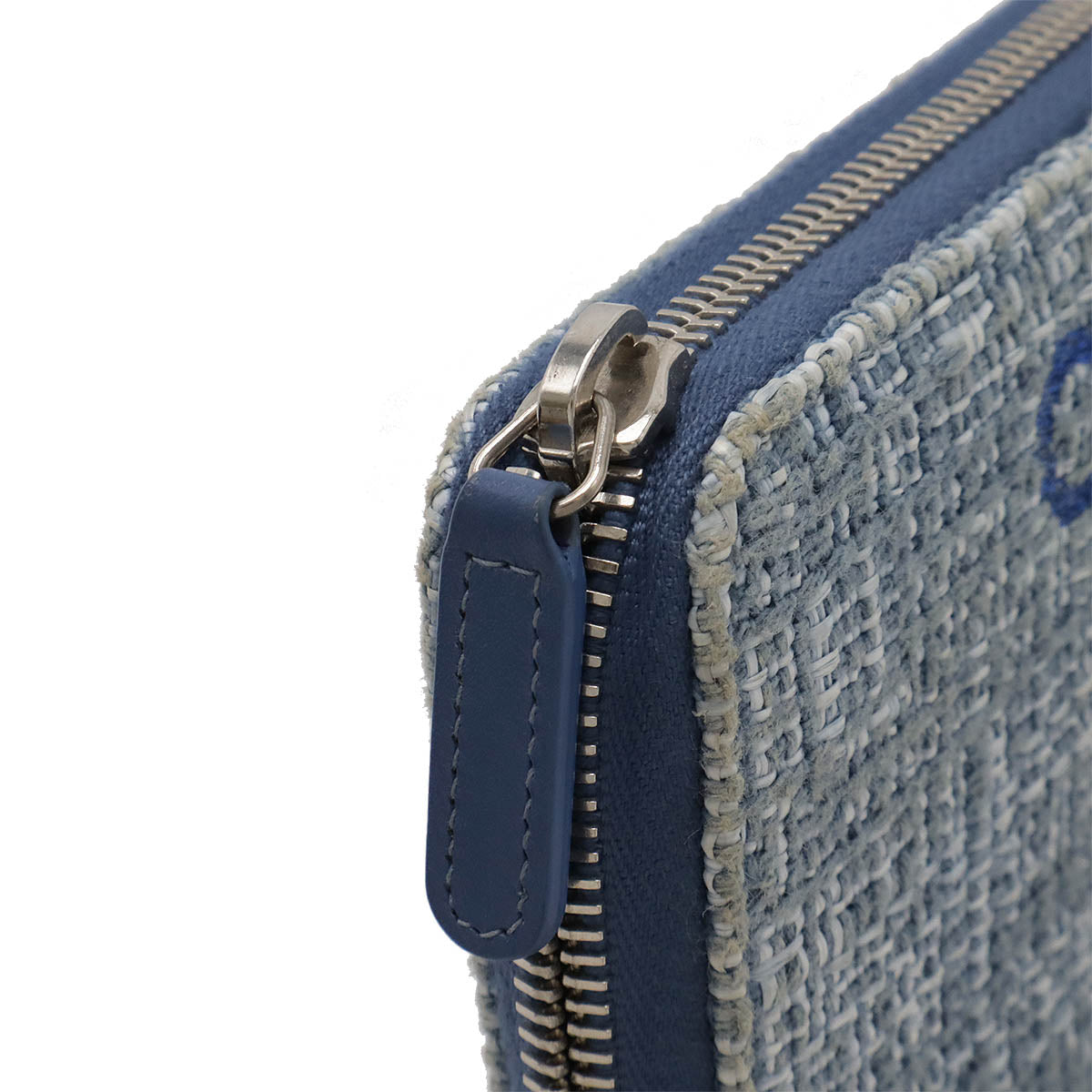 Chanel Tweed Canvas Leather Wallet Blue