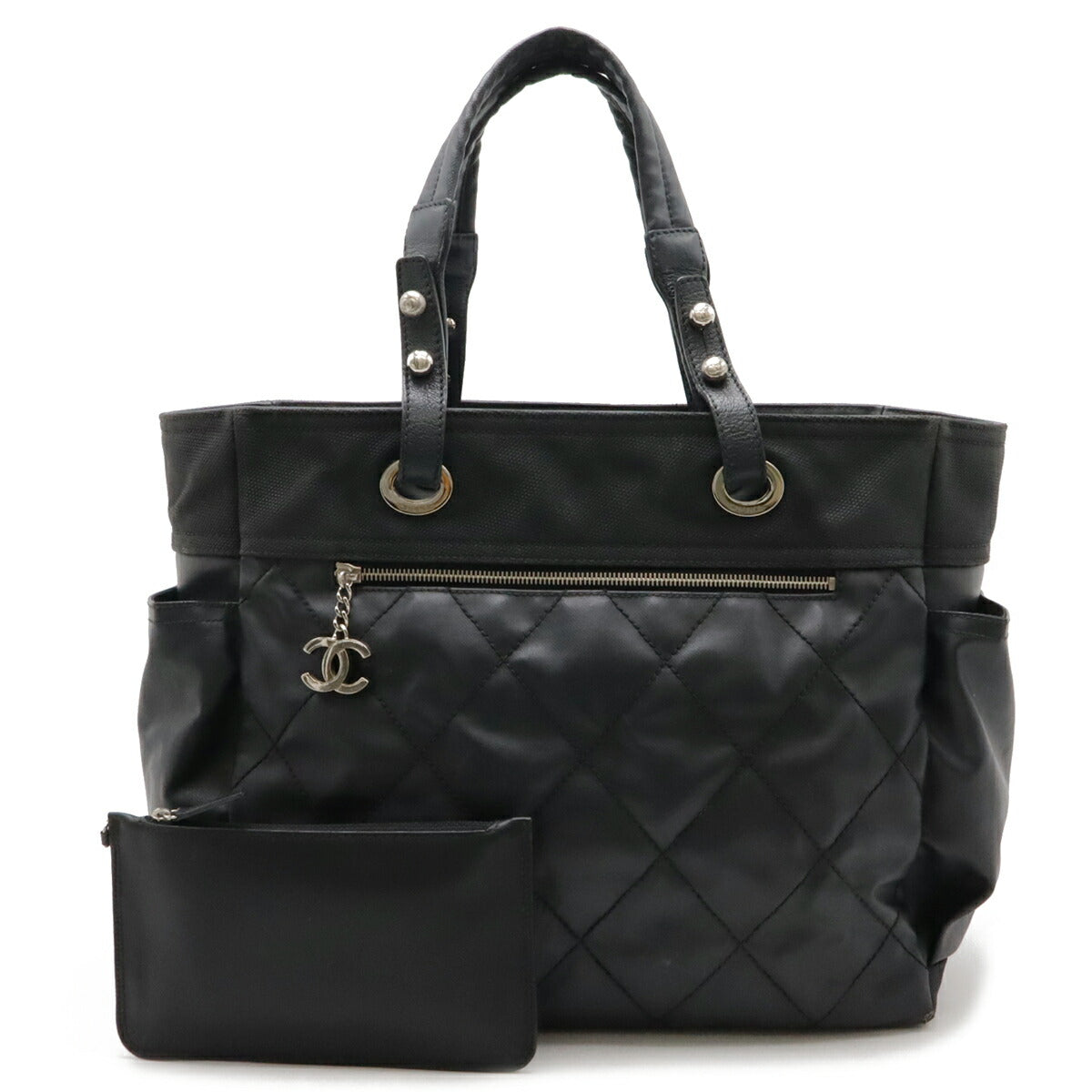 Chanel Paris Biarritz Tote GM Coated Canvas Leather