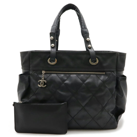 Chanel Paris Biarritz Tote GM Coated Canvas Leather