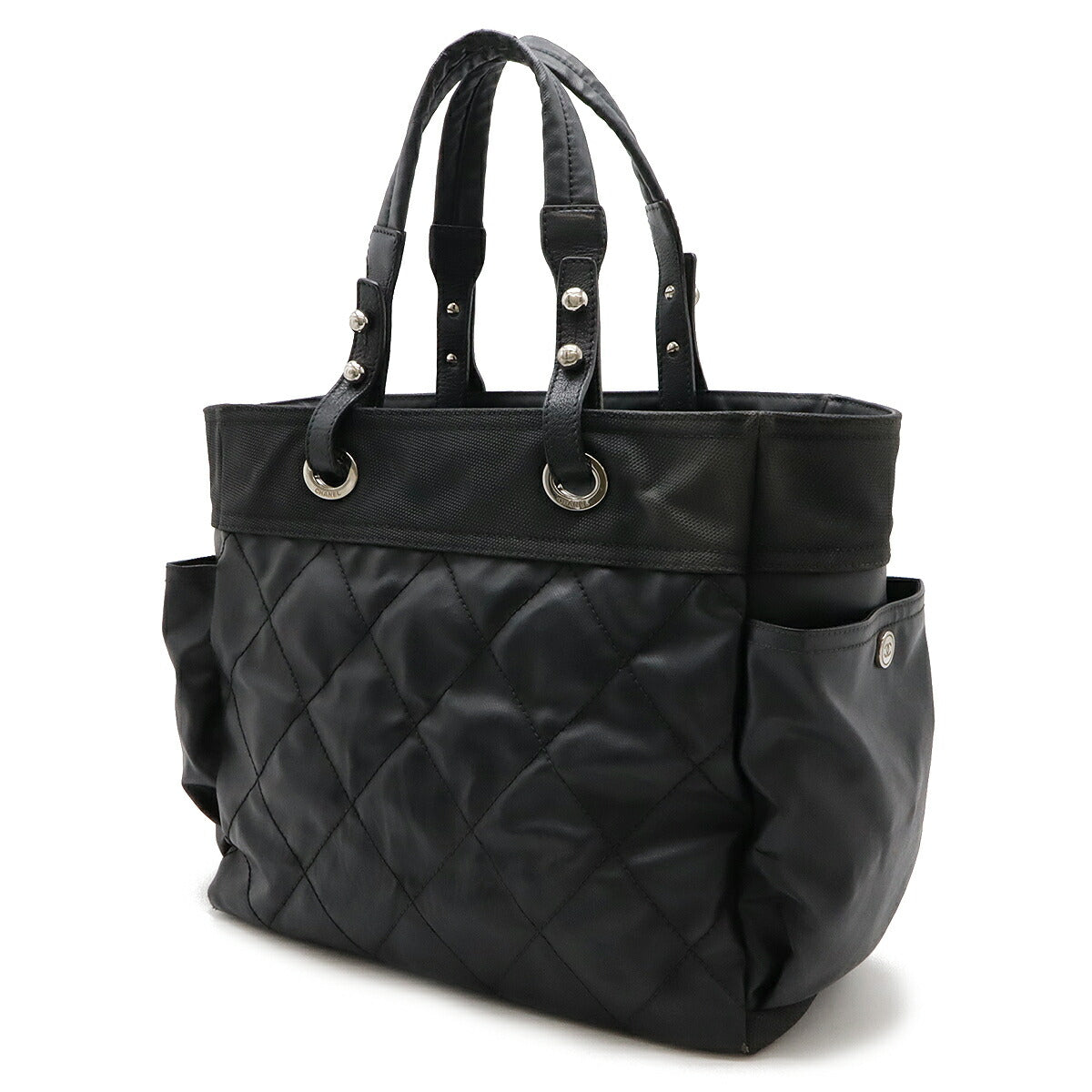 Chanel Paris Biarritz Tote GM Coated Canvas Leather