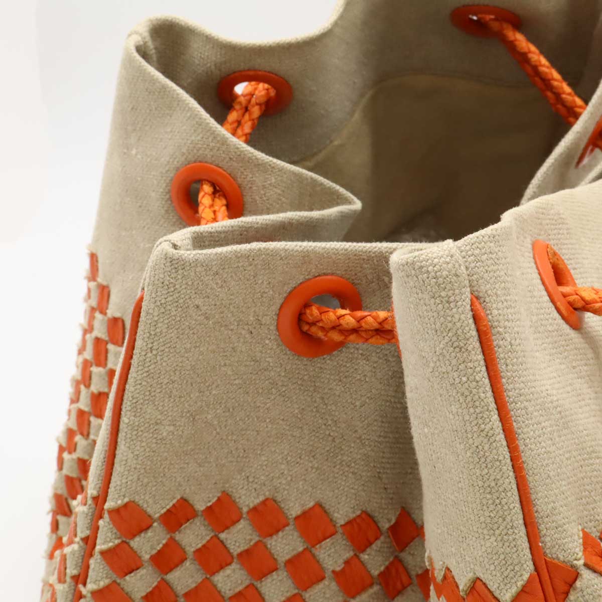 Bottega Veneta Intrecciato Tote Bag Linen Canvas Leather