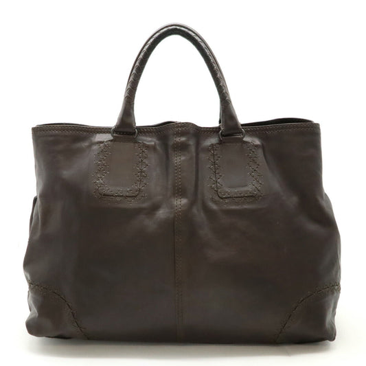 Bottega Veneta Leather Tote Bag Dark Brown