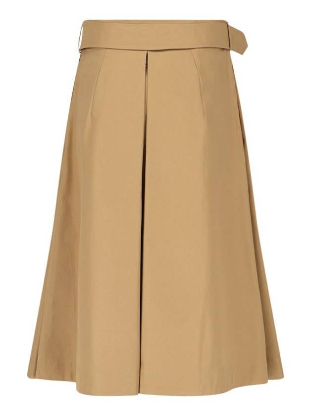 Burberry Belted Double Button A-Line Skirt Brown