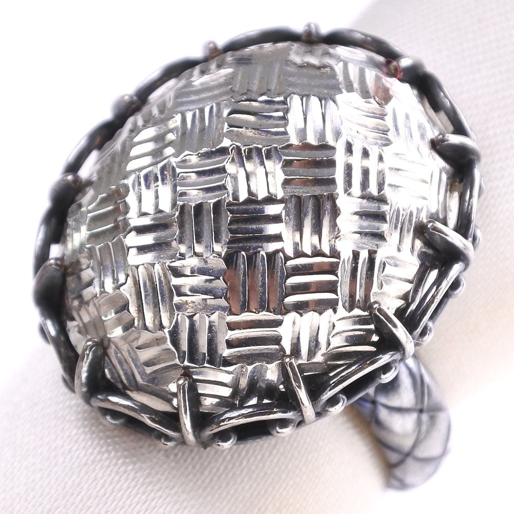 Bottega Veneta Silver 925 Intrecciato Ring Size 9