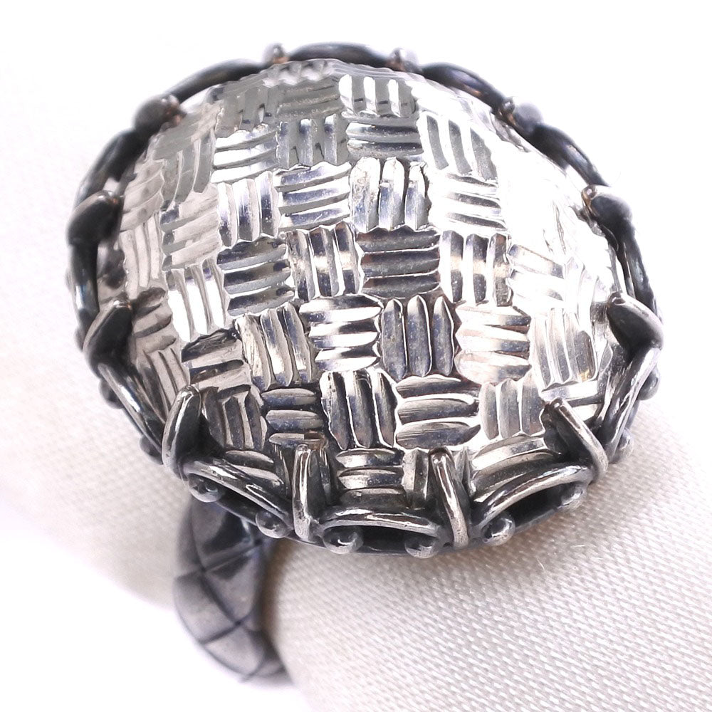 Bottega Veneta Silver 925 Intrecciato Ring Size 9