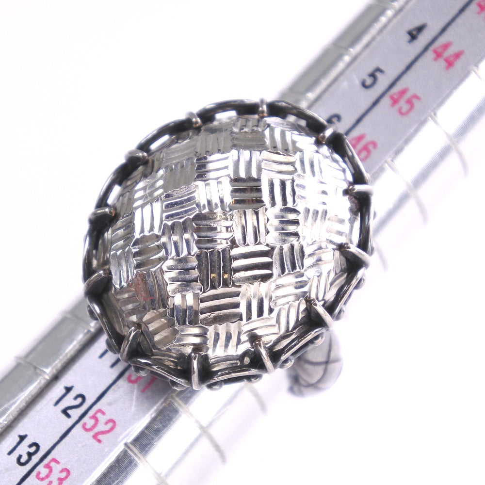 Bottega Veneta Silver 925 Intrecciato Ring Size 9