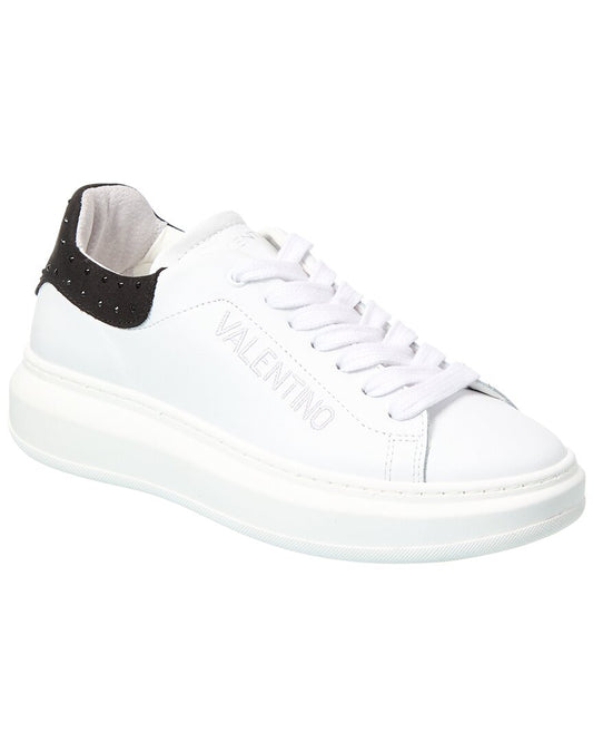 Valentino By Mario Valentino Fresia Stone Leather Sneaker White