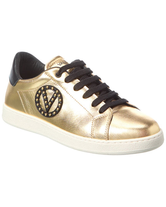 Valentino By Mario Valentino Mira Leather Sneaker Gold
