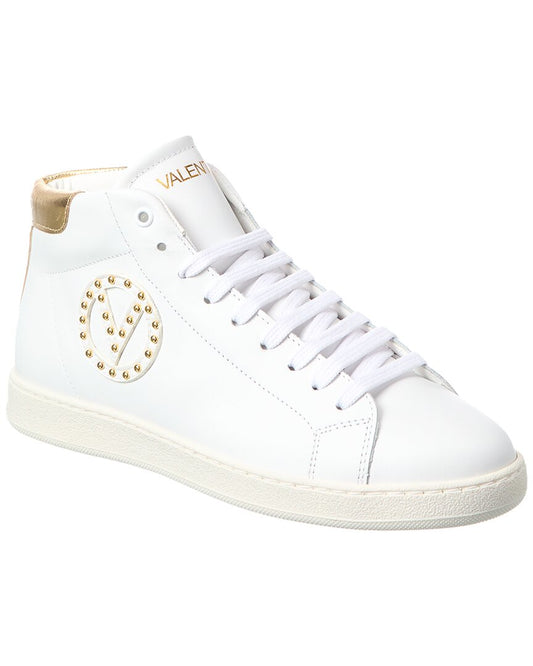 Valentino By Mario Valentino Gaia Leather High-Top Sneaker White