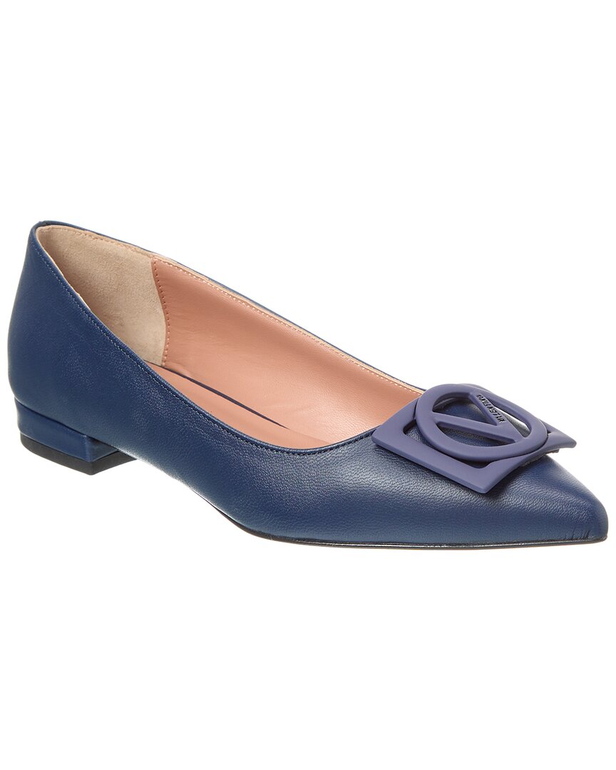 Valentino By Mario Valentino Flora Leather Flat Blue
