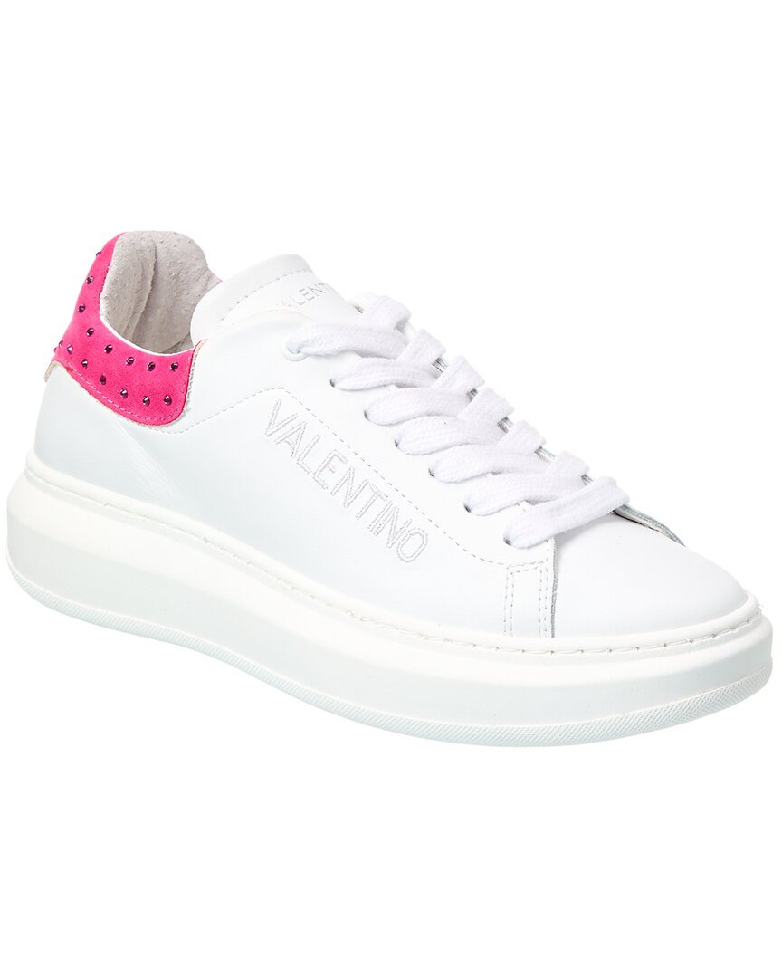 Valentino By Mario Valentino Fresia Stone Leather Sneaker White