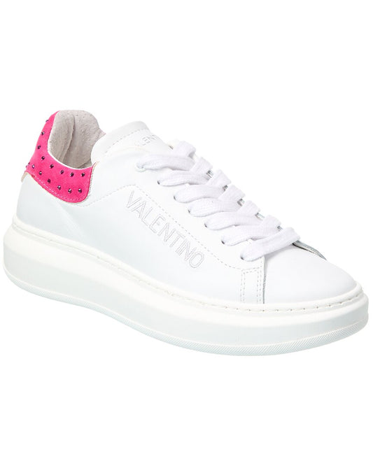 Valentino By Mario Valentino Fresia Stone Leather Sneaker White