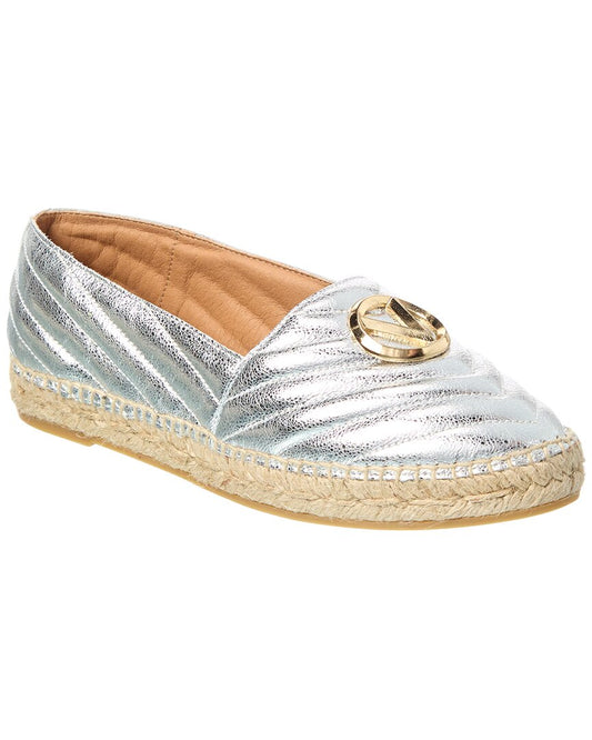 Valentino By Mario Valentino Guendalina Leather Espadrille Silver