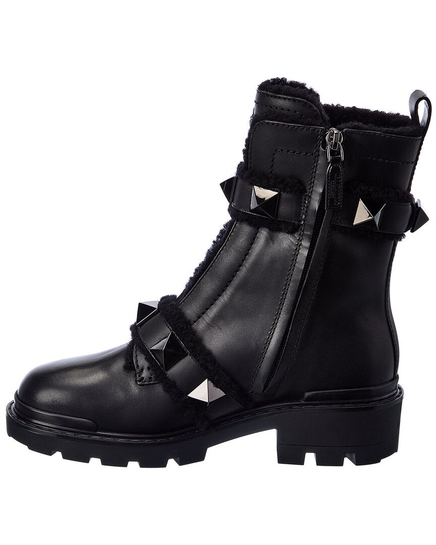 Valentino Roman Stud 40 Leather Combat Boot