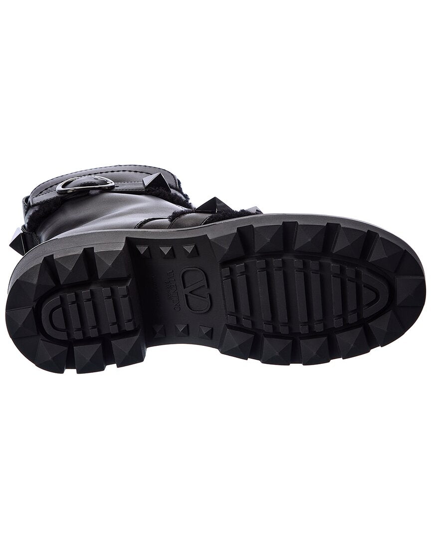 Valentino Roman Stud 40 Leather Combat Boot