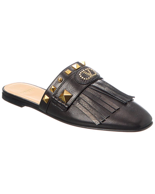 Valentino Grainy Leather Flat Black