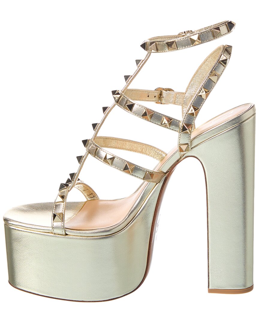 Valentino Rockstud Caged 155 Leather Ankle Strap Platform Sandal
