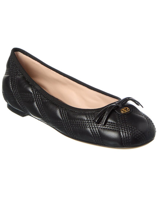 Valentino Bow Quilted Leather Flat Black