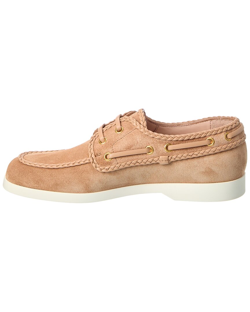 Valentino Braided-Edge Suede Loafer