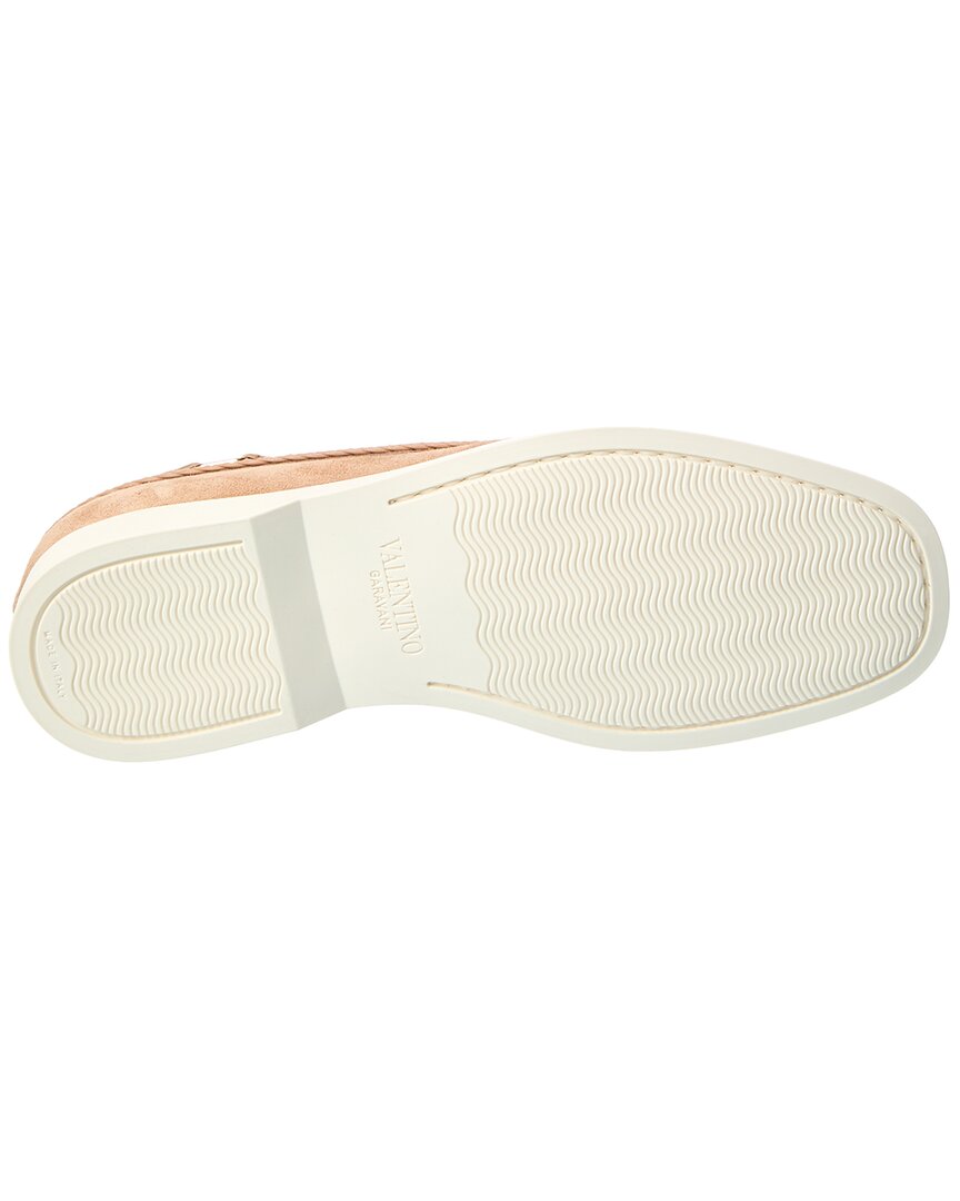 Valentino Braided-Edge Suede Loafer