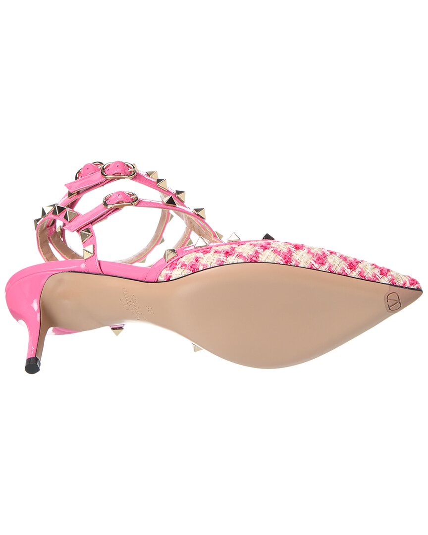 Valentino Rockstud Caged 65 Tweed & Patent Ankle Strap Pump