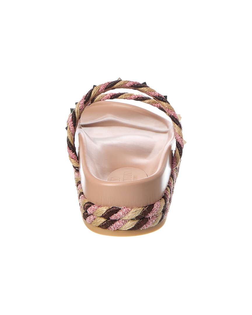 Valentino Rockstud Rope & Leather Slide