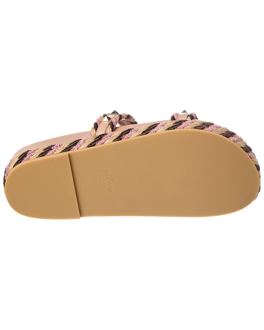 Valentino Rockstud Rope & Leather Slide