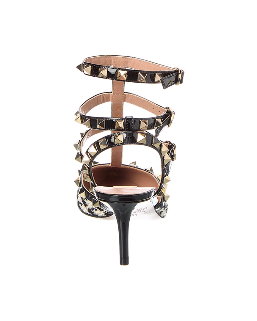 Valentino Rockstud Caged 65 Tweed & Patent Ankle Strap Pump