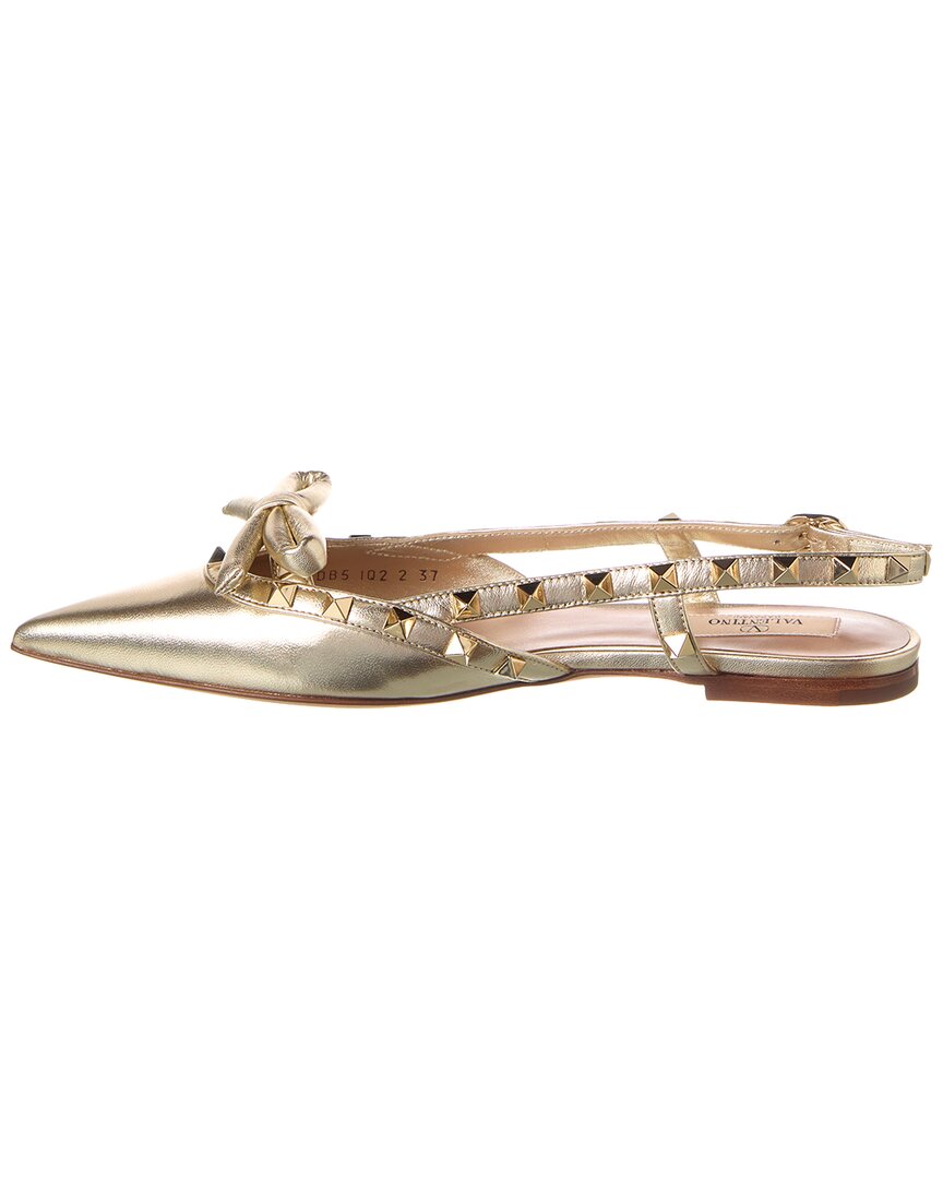 Valentino Rockstud Bow Leather Slingback Ballerina Flat