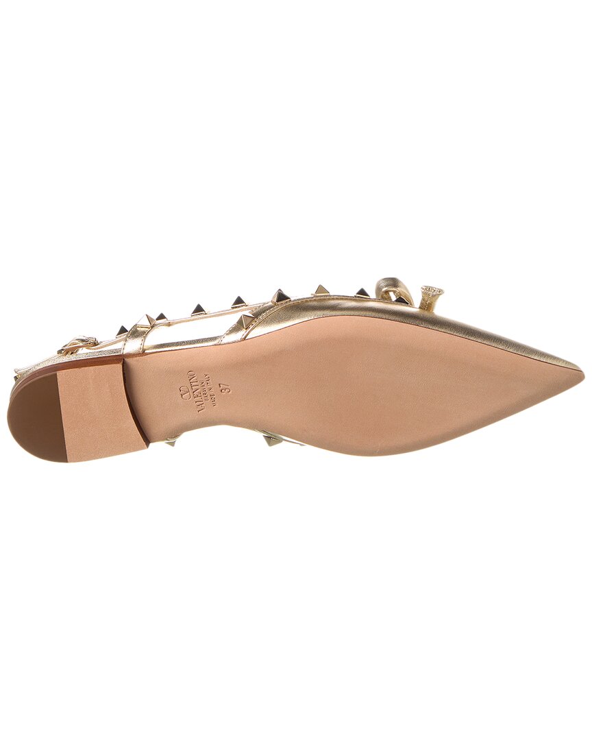 Valentino Rockstud Bow Leather Slingback Ballerina Flat