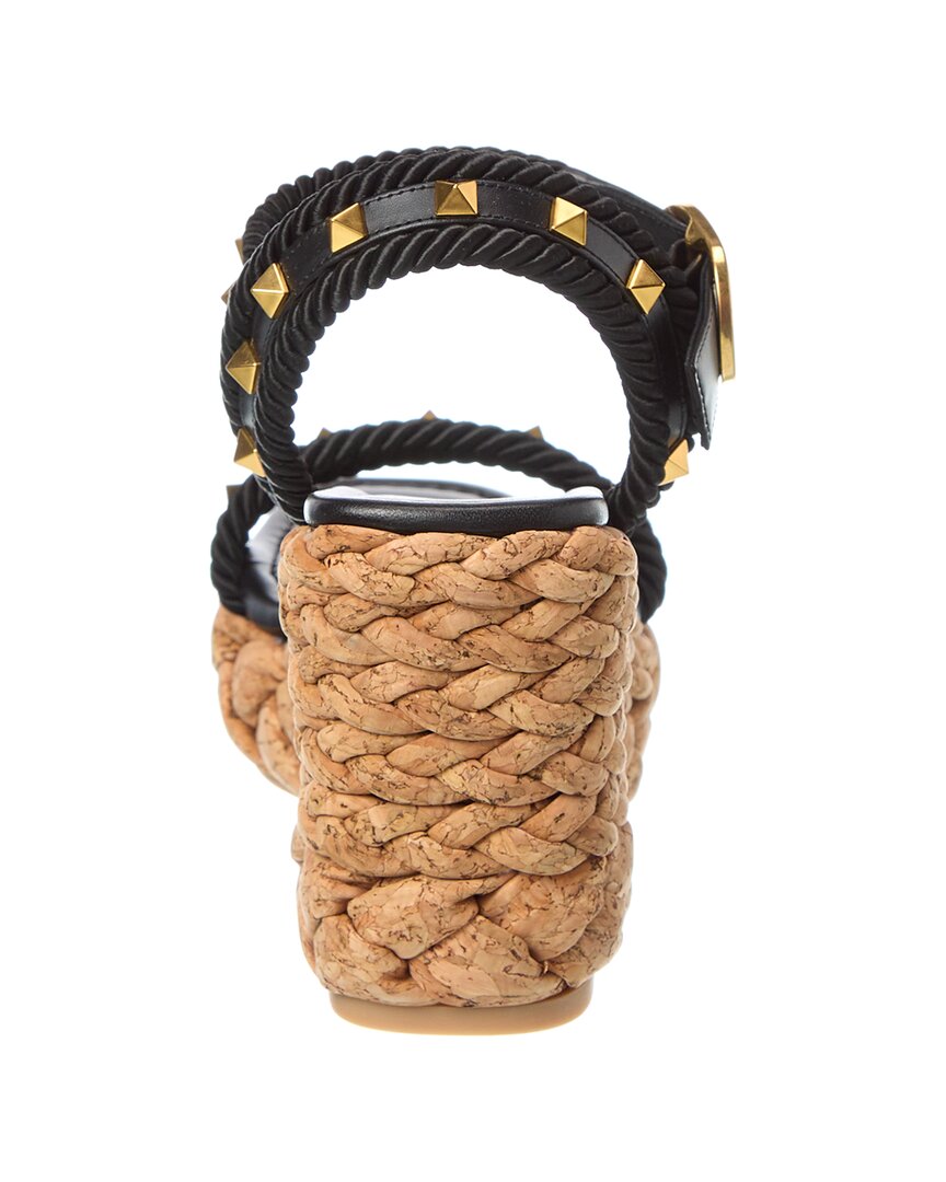 Valentino Rockstud 100 Leather Wedge Sandal